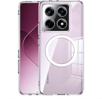 Xiaomi Mi 14T Pro Uyumlu Kamera Korumalı Magsafe Wireless Şarj Özellikli Sert Sararmaz Kristal Şeffaf Kılıf (Şeffaf, Xiaomi Mi 14T Pro)