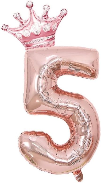 Gold 5 Rakam Folyo Ve Kral Tacı Folyo Balon