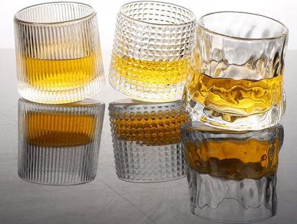 Kristal Viski Bardağı, 142 ml, 3 Döndürülebilir Eski Moda Bardaktan Oluşan Set, Bourbon, Scotch, Kokteyl, Konyak, Tekila, Bar Bardakları, Şeffaf