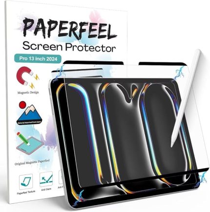 iPad Pro 13 2024 M4 için manyetik folyo, koruyucu folyo, mat kağıt manyetik folyo, yazı çizmek için, parlama önleyici, daha az parmak izi, kolay kurulum, çizilmez