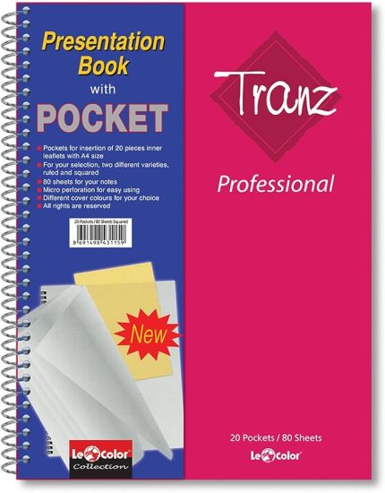 Color 33700/2 Tranz Professional PP Kapak, 1.hamur kağıt 20 adet dosya poşeti içerir, Pembe