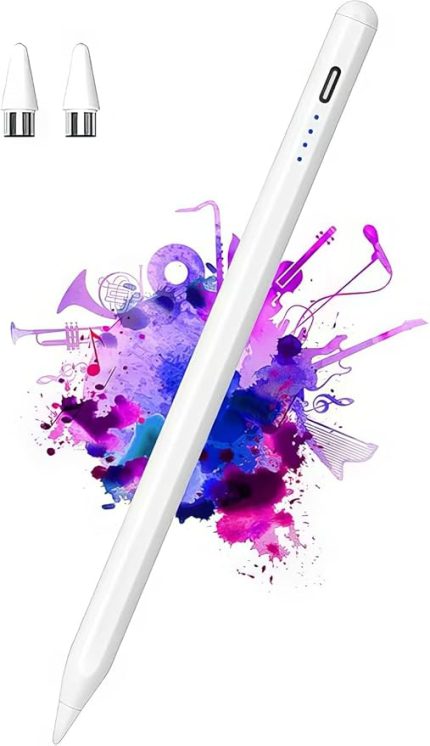 Universal Tablet Kalemi – Kapasitif Stylus, USB-C Şarjlı, 1.5 mm Hassas Uç, 8–10 Saat Pil, Manyetik Tutuş, iPad/Android Telefon & Tablet Uyumlu, 2 Yedek Uç