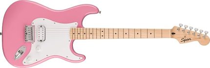 Squier Sonic Stratocaster HT H, Maple Fingerboard, Beyaz Pickguard, Flaş Pembe