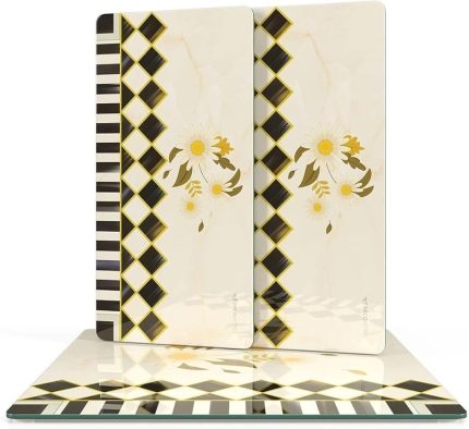 Cam Sunum Servis Tabağı 3'lü Kare Set MacKenzie Vintage Daisy