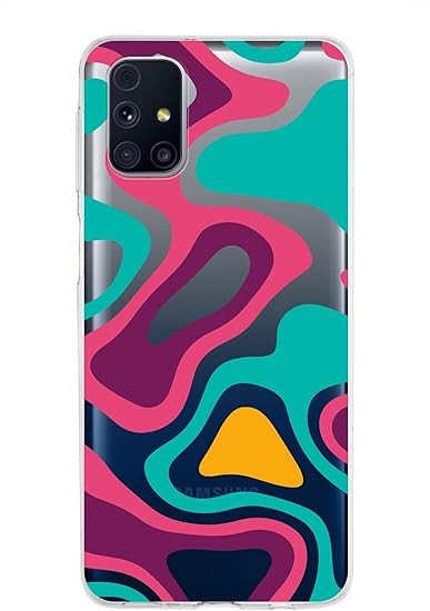 Samsung Galaxy M31s ile Uyumlu Kapak Renkli Desen A Kırmızı Tasarımlı 1mm Fit Şeffaf Silikon Kılıf