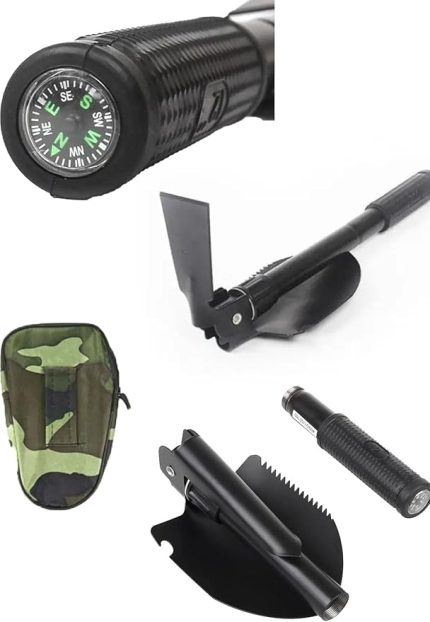 Portatif Çantalı Pusulalı Katlanabilir Metal Kazma Kürek Seti