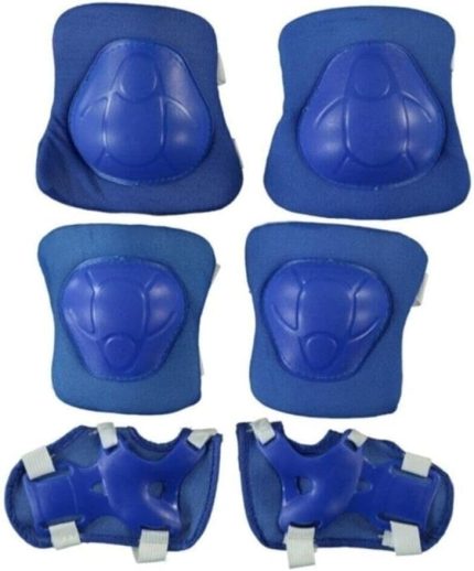 Yoğunluklu Çocuk Koruyucu Set 6 Parça Dizlik Dirseklik El Pedi Paten Scooter Bisiklet, Mavi