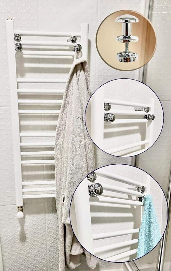 Radyatör Askısı, Banyo Askısı, Bornoz Askısı, Kolay Kurulum, Havlu Kıyafet Askısı, Banyo Kurutmalık (KROM) - Görsel 5