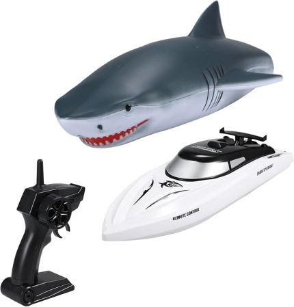 Tekne Uzaktan Kumandalı Tekneler 2.4GHz RC Tekne Köpekbalığı Oyuncak Hediyesi Çıkarılabilir Köpekbalığı Kabuğu ile Çocuklar Yetişkinler Erkekler için