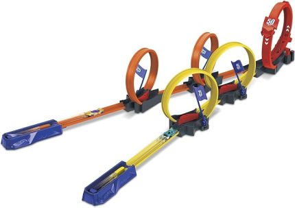 Wheels Çok Çemberli Yarış Seti™ Hot Wheels Çok Çemberli Yarış™ Oyun Seti ve 1 araba, 4-10 yaş arası çocuklar için hediye HDR83