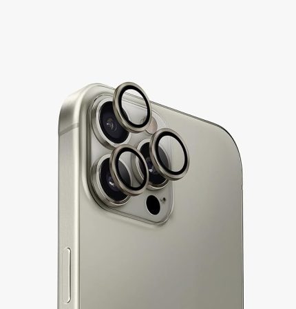 iPhone 16 Pro / 16 Promax ile uyumlu Kamera Lens Koruyucu 9H Temperli HD Cam Kamera Koruyucu Metal Darbeye Dayanıklı Çizilmez Kasa (Natürel Titanyum, iPhone 16 Pro / 16 Promax)