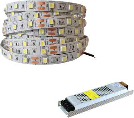 Yeni Nesil Şerit LED 5 Metre + 12v 5 Amper 60 Watt LED Trafo (Beyaz)