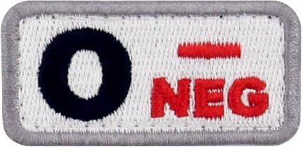 Negatif Kan Grubu Taktik O Tipi Yama İşlemeli Moral Aplike Bağlayıcı Kanca ve Halka Amblemi - Siyah & Kırmızı - 5 cm x 2 cm