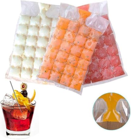 Paket 480 Adet Buz Küpü, Buz Torbası, Kolay Çıkarılan Buz Küpü Kalıp Tepsileri, Dondurucu, Kokteyl, Kemik Suyu Torbası Dondurma Meyve Suyu için Kendinden Sızdırmaz Buz Küpü Torbaları