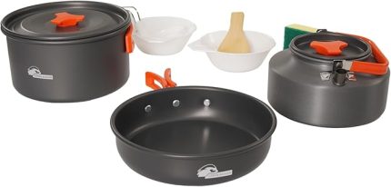 Badger Vori 3 Parça Tencere Tava Çaydanlık Seti, Dayanıklı Kamp Ekipmanları, Kamp Aksesuarları, Açık Hava Sporları