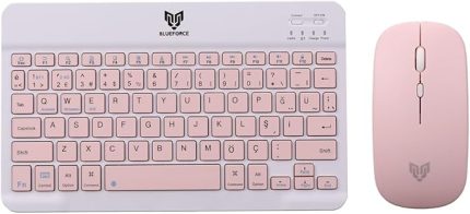 KM-33 Wireless Bluetooth Kablosuz Klavye Mouse Set Pembe Tablet,laptop, Telefon, Tv Uyumlu