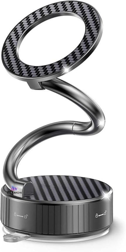 Katlanabilir Karbon Fiber Magsafe ile Uyumlu Mıknatıslı Araç Telefon Tutucu 360° Dönebilir Kilitli Vakum