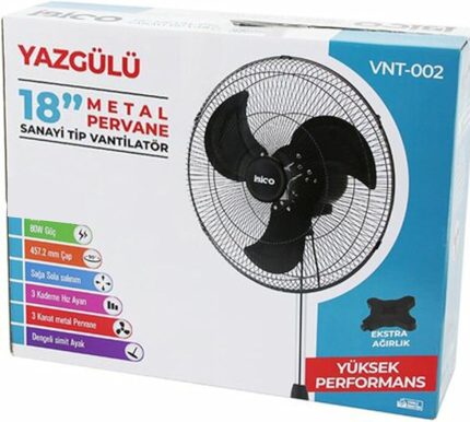 Tipi Ayaklı Vantilatör 140cm – 3 Kademeli 3 Metal Kanatlı 80W Güçlü Fan 18 inç