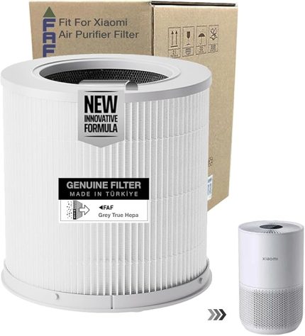 Fresh Air Filter /_Xiaomi Smart Purifier 4 Kompakt Filtre ile Uyumlu 360 True Cam Hepa Yeni Formullü Filtre Ø174xH174MM Xiaomi 4 Compact Filtre (Beyaz Natural)