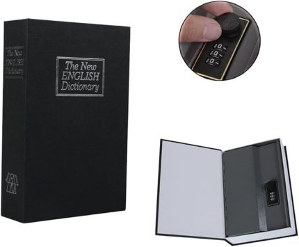 Gizli kitap, kilitli gizli kasa, gizli kutu, Home sözlük yönlendirmesi, şifreli kilitli kitap kasası, güvenlik parası/nakit mücevher tabancası, şifre, siyah