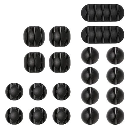 Kablo Klipleri Kablo Tutucu, Çok Amaçlı Kablo Yönetim Kablosu Düzenleyici Seti Masa, Güç Kablosu, USB Şarj Kablosu, Şarj Aletleri, Ses Kablosu, 20'li Paket, Siyah