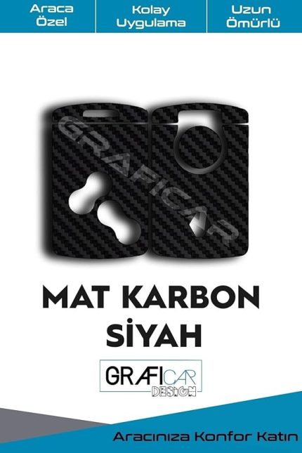 Design Renault Clio4 ile Uyumlu Anahtar Kart Folyo Sticker Kaplama, Mat Karbon Siyah