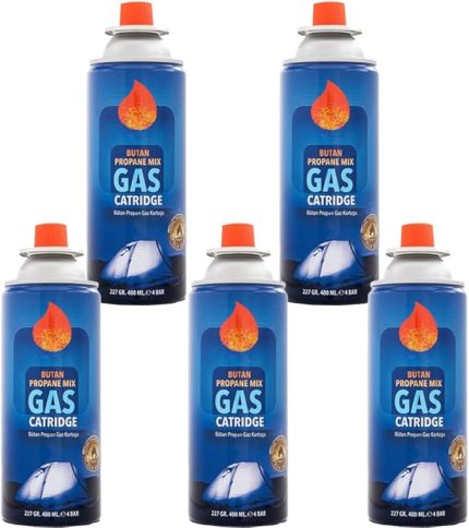 Golf 5 Li Gaz Kartuşu Set Beşli Pürmüz Gazı 5 Adet 227 gr Kamp Gazı Kartuş Seti Kamp Ocağı