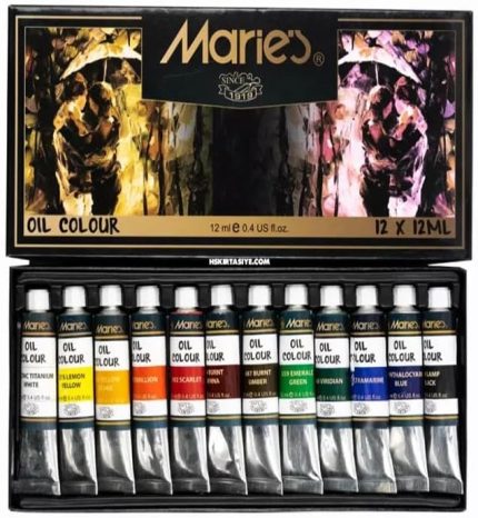 Boya Seti 12 Renk 12 Ml 1 Paket Maries 12 li Seti Tüpte Yağ Bazlı Işıga Dayanıklı