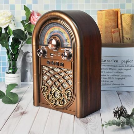 Retro Radyo Taşınabilir Bluetooth Speaker Ve Hoparlör Ahşap Kaplama Klasik Antika Tarzı İç ve Dış Mekan Multiband USB Girişli Dekoratif Klasik Radyo R-1950-BTL (Açık Kahverengi R-1950-BTL)