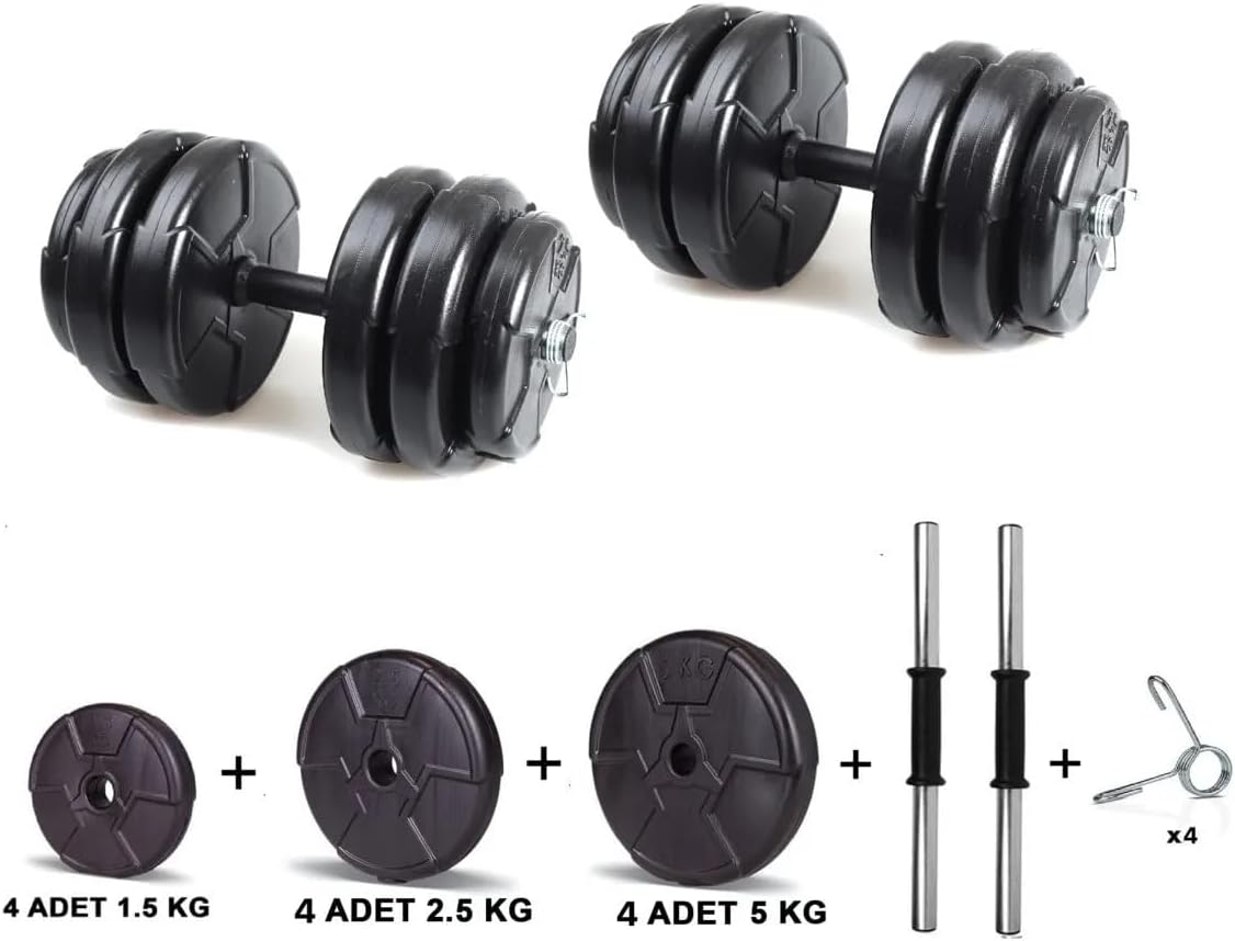 36 Kg (2x 18kg) Dambıl Seti Siyah - Görsel 2