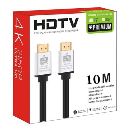 Hdmi Kablo 4K HDTV 2160P 18Gbps Premium Altın Kaplama Uç Yüksek Hızlı Aktarım Plasma Lcd Pc Ses Ekipmanları (10 Metre)