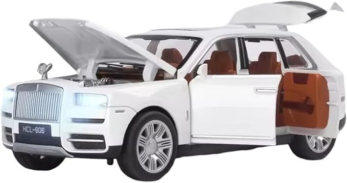 Metal Buhar Atan Led Işıklı Ses Efektli 1:22 Ölçek Rolls Royce Model Jip Araba Diecast Koleksiyonluk Hediyelik Çık Bırak (BEYAZ)
