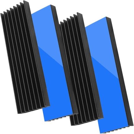4 adet alüminyum soğutucu PC soğutma kanatları soğutucu seti termal yapışkan bantlı 70 mm x 22 mm x 6 mm, siyah