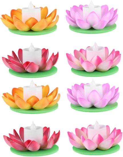 ışık 8 Havuz Süslemeleri Neden Olmuş Led Yüzen Yüzen Havuz ışıkları Çiçekler ışığı Yüzen Çiçek ışıkları Yüzen Tealight Mumlar Nilüfer Mum ışığı Lotus Zambak LED