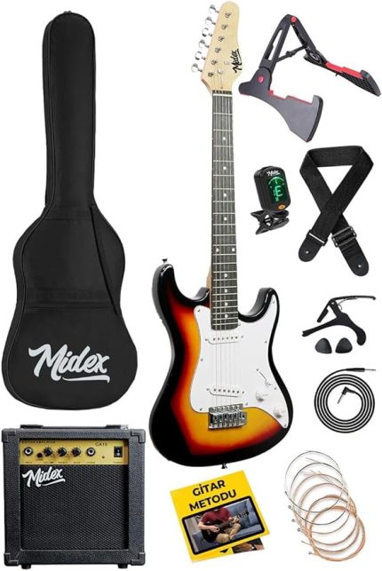 CEG-36SB 8-12 Yaş Çocuklar İçin Amfili Full 3/4 36 İnç Elektro Gitar Seti Sunburs