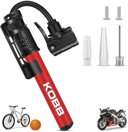 KB2203 87 PSI Bisiklet Lastik Şişirme Taşınabilir Mini El Pompası ve Bisiklet Montaj Aparatı, Kırmızı/Siyah