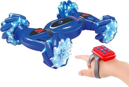 Kontrol ve Bilek Kumandalı Çift Kontrollü Şarjlı Led Işıklı Sesli Ve Müzikli Drift Atan Akrobat Araba (Mavi)