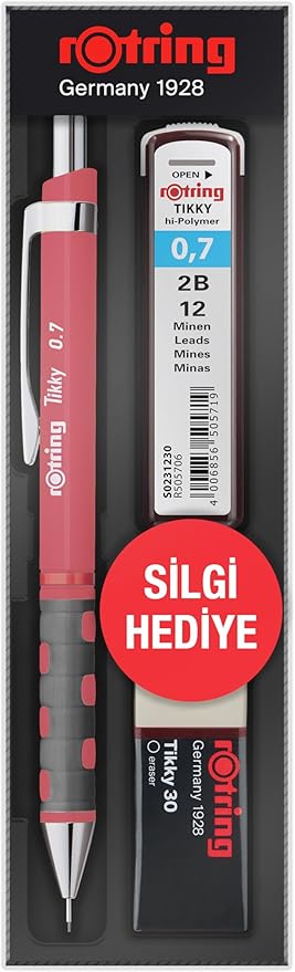 TIKKY Min Silgi 3'lü Okul Seti- 0.7 Gül kurusu