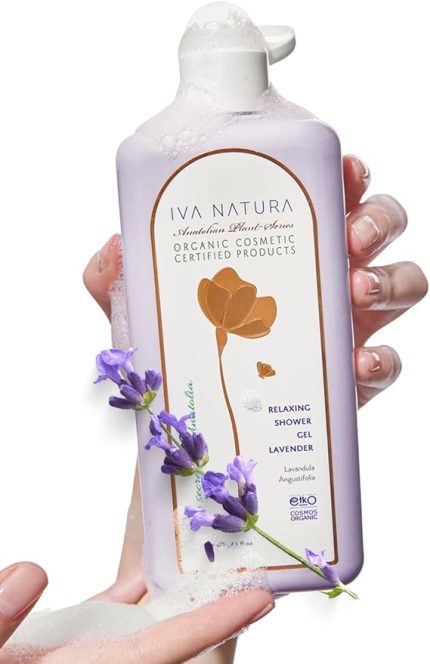 NATURA Organik Dinlendirici Duş Jeli Lavanta Özlü, Rahatlatıcı ve Arındırıcı, Parabensiz ve Glutensiz, 350 ML