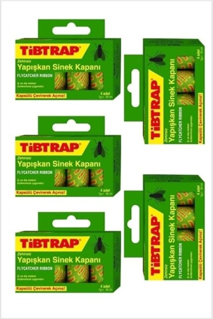 5'Li Tibtrap Yapışkan Sinek Bandı Karasinek Haşere Tuzağı Zehirsiz