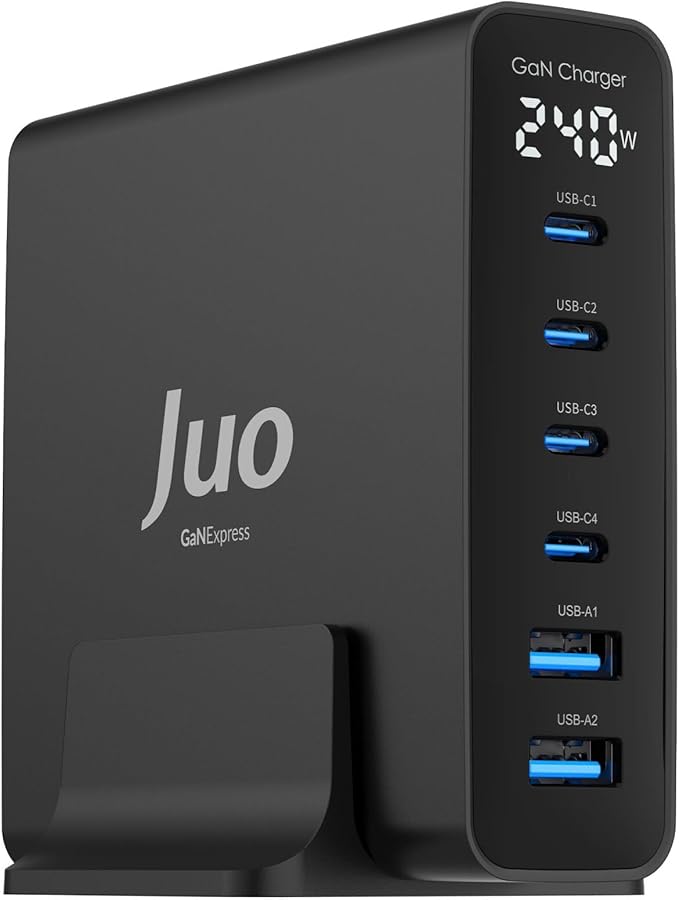 240W GaN PD 3.1 Masaüstü Hızlı Şarj Cihazı 4 Type-C + 2 USB-A iPhone & MacBook & Laptop Uyumlu Şarj Aleti