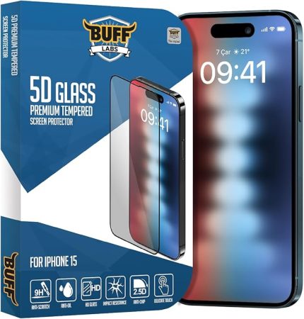 LABS iPhone 15 ile Uyumlu 5D Glass Ekran Koruyucu