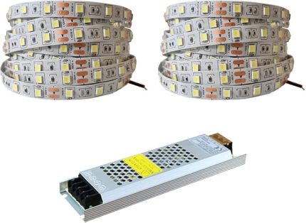 Metre Şerit LED Amber Renk + 12v 10 Amper 120 Watt LED Trafo - 3 Dirençli Double Pcb - Oturma Odası, Yatak Odası ve Mutfak için Gizli Aydınlatma
