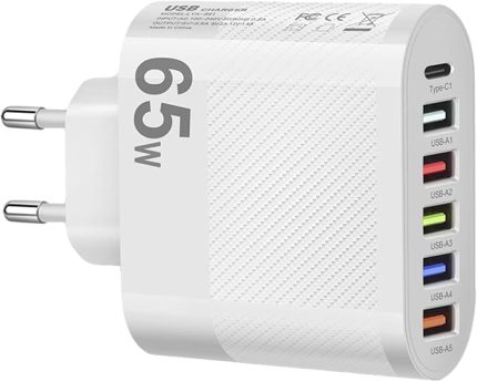 Tip C Şarj Bloğu - Hızlı 65W Cep Telefonu Şarj Başlığı - Tabletler, Kameralar ve Oyun Konsolları için Güvenli ve Düşmeye Karşı Korumalı Şarj alzemeleri