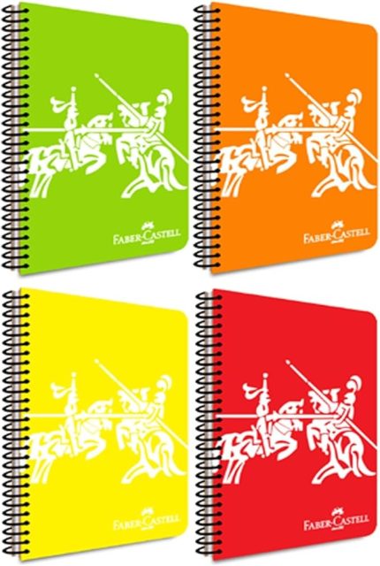Şövalye Desenli Neon Spiralli Defter, A4, 120 Yaprak, 70g Kağıt, Düz Sayfa, Dayanıklı Kapak, Kolay Açılan Spiral Cilt, Asorti Renkler