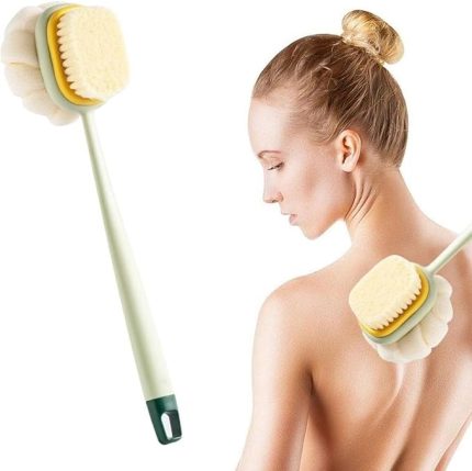 2’si 1 Arada Duş Fırçası – Uzun Saplı, Çift Taraflı Banyo Lifi, Sırt ve Vücut Temizleme İçin Peeling ve Masaj Etkili Duş Fırçası