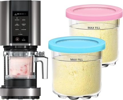 CREAMi Dondurma Makinesi için 2 Adet Kavanoz, Dondurma Kabı Ninja NC300EU NC301EU NC299AMZ ile Uyumlu, Ninja Ice Creami Aksesuarları
