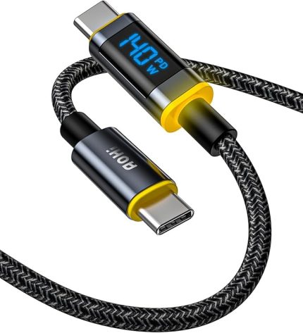 140 W USB C Kablosu, Ekranlı, Magline Naylon 1,2 m Tip C Hızlı Şarj Kablosu - iPhone 15 Pro Max, Galaxy, MacBook Pro/Air, iPad Pro/Air, Pixel ve Daha Fazlası ile Uyumlu