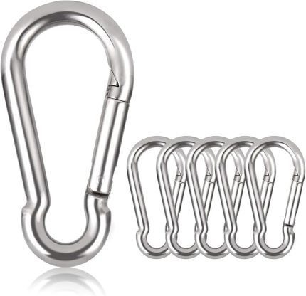 alaşım çelik, anahtarlık, karabina kanca, 80 mm x φ8 mm, 250 kg'a kadar taşıma kapasitesi, galvanizli (6 adet)