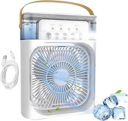 BWFN10 Beyaz Buzlu Vantilatör Mini Fan 5 Spreyli Su Püskürtmeli 600 ML Buhar Makinesi Nemlendirici Mini Klima
